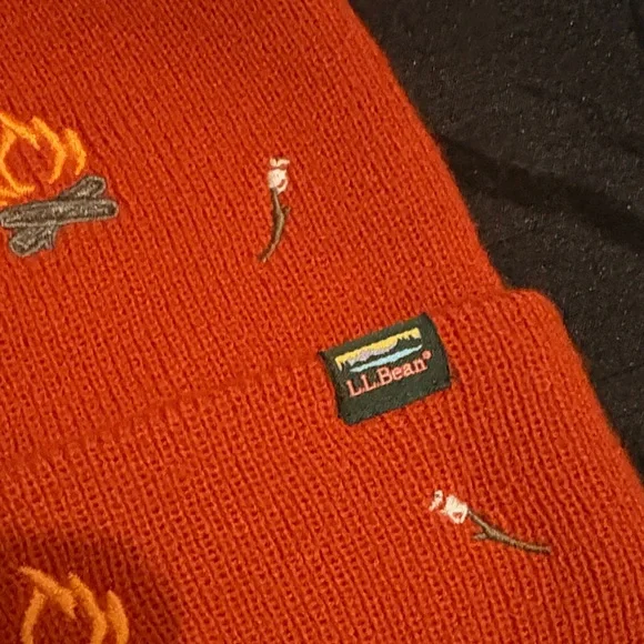 L.L. Bean Red Beanie with Campfire Embroidery - Picture 2 of 6